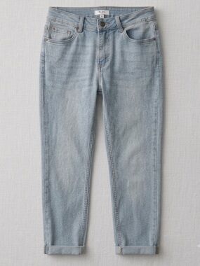 Bleu Women Jeans Light Wash Straight Leg Cuffed Denim Size 4